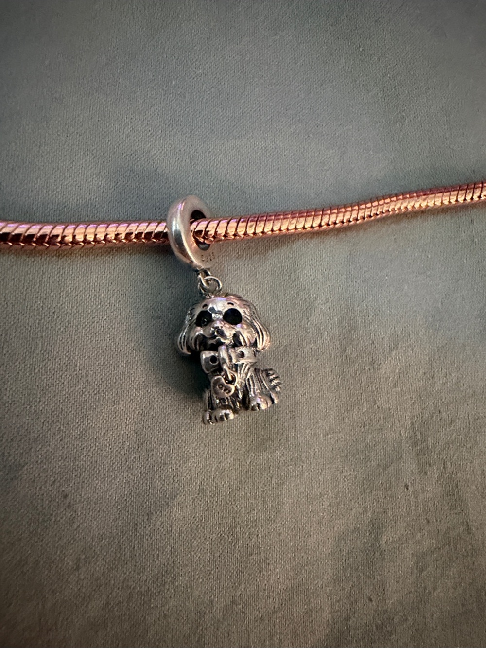 Silver & Black Puppy Dog Dangle Charm with 'LOVE' Tag - Picture 3 of 4